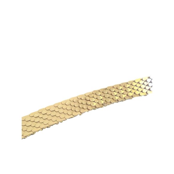 Vintage Gold-Tone Woven & Metal Snake Chain Belt With Sunburst Clasp Design - Picture 4 of 6